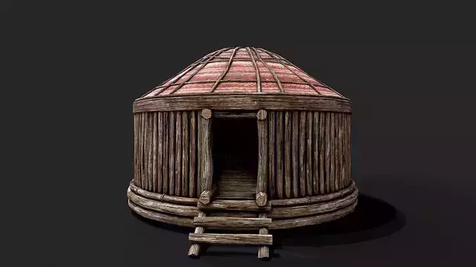 Traditional Yurt Nomads Tent with Interior 6 Low-poly 3D model