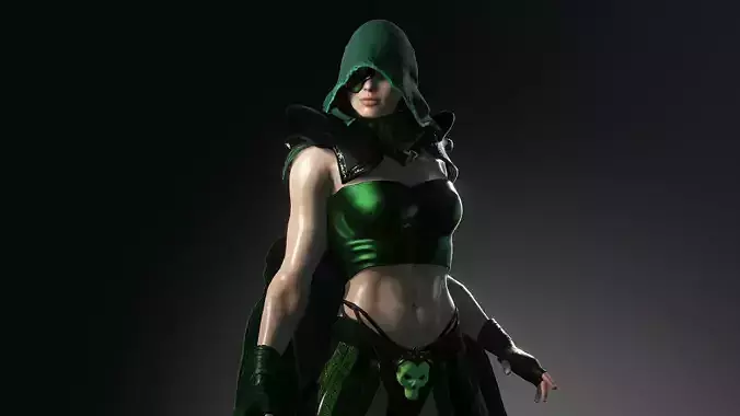 Sorceress of Green Low-poly 3D model