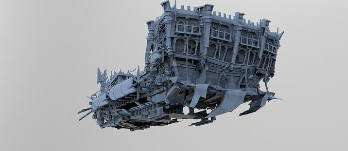 Fantasy Manowar Ship hull base 1 Low-poly 3D model