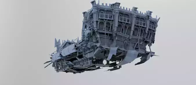 Fantasy Manowar Ship hull base 1 Low-poly 3D model
