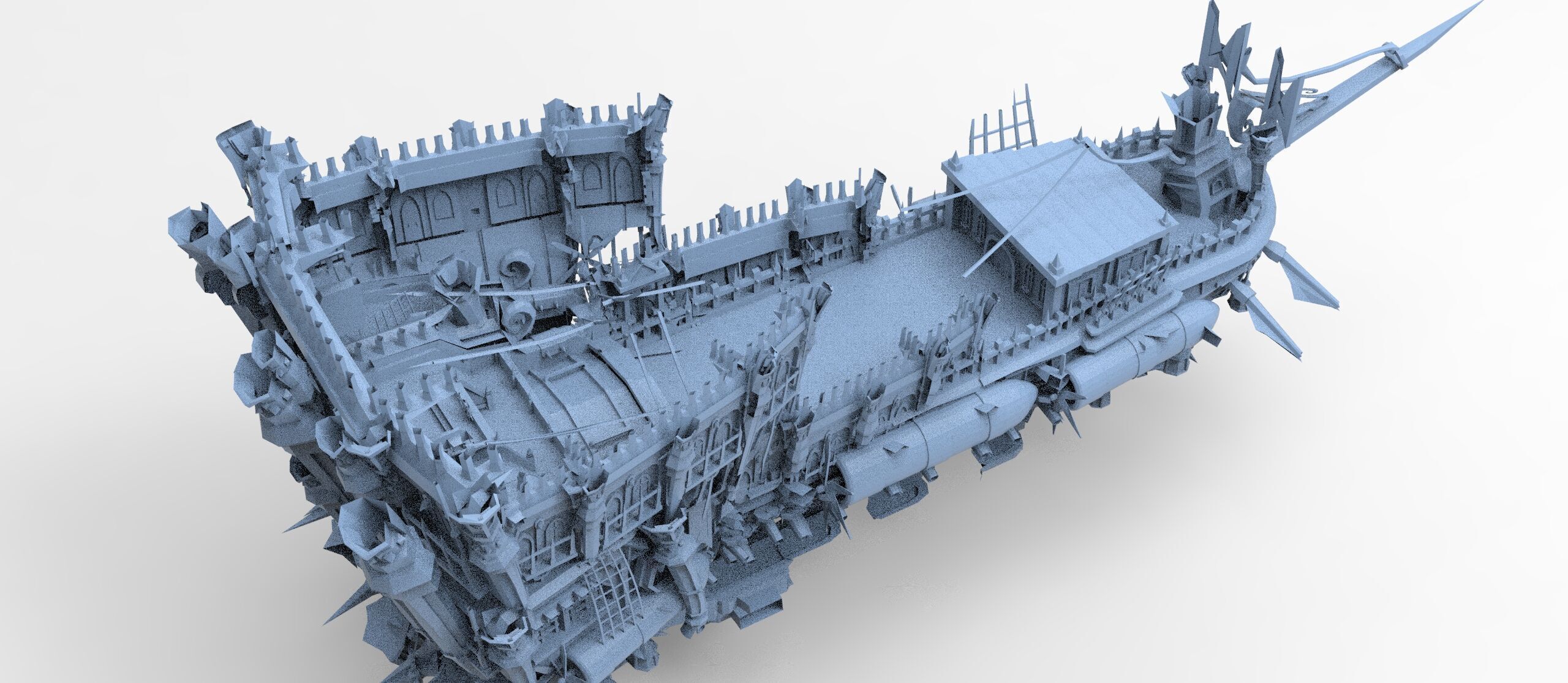 Fantasy Pirate Ship hull base 2 Low-poly 3D model_1