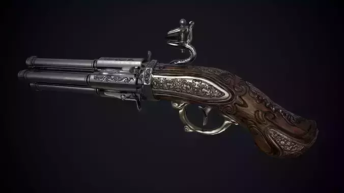 Gun Game ready 3d model with PBR textures