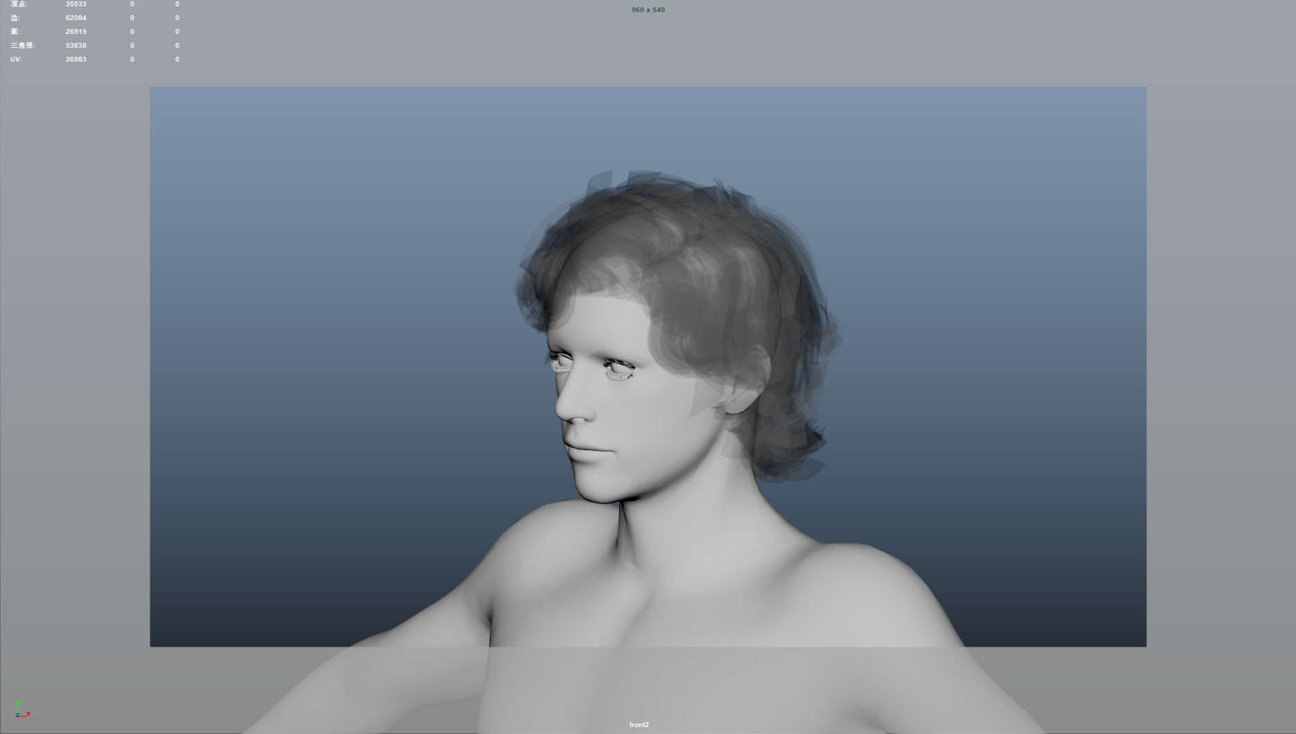 Realistic Male Hair Low-poly 3D model Low-poly 3D model_5