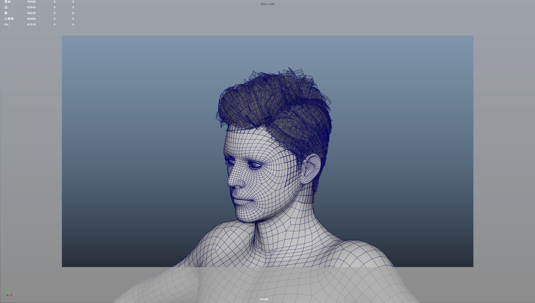 Realistic Male Hair Low-poly 3D model_11