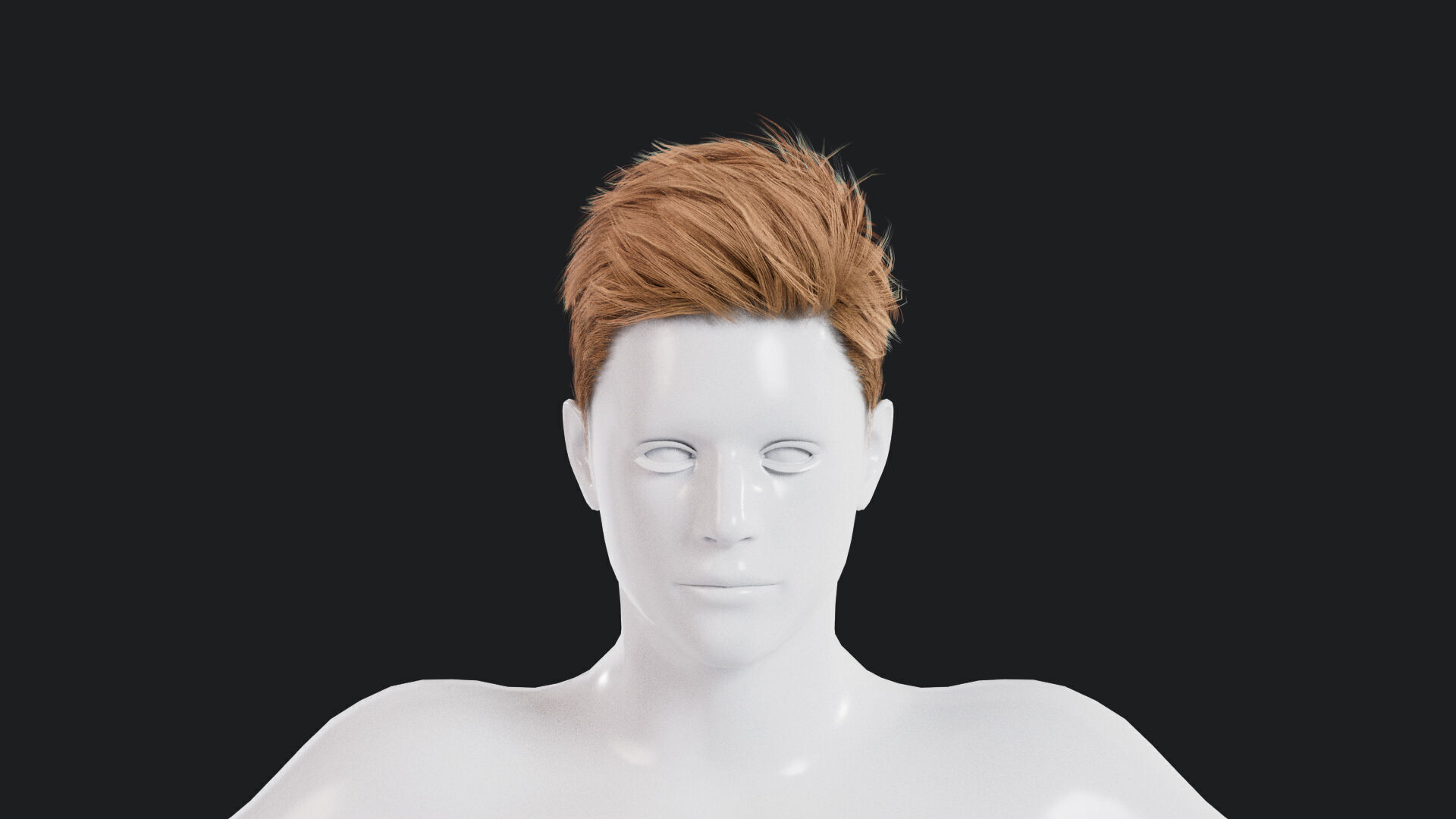 Realistic Male Hair Low-poly 3D model_1