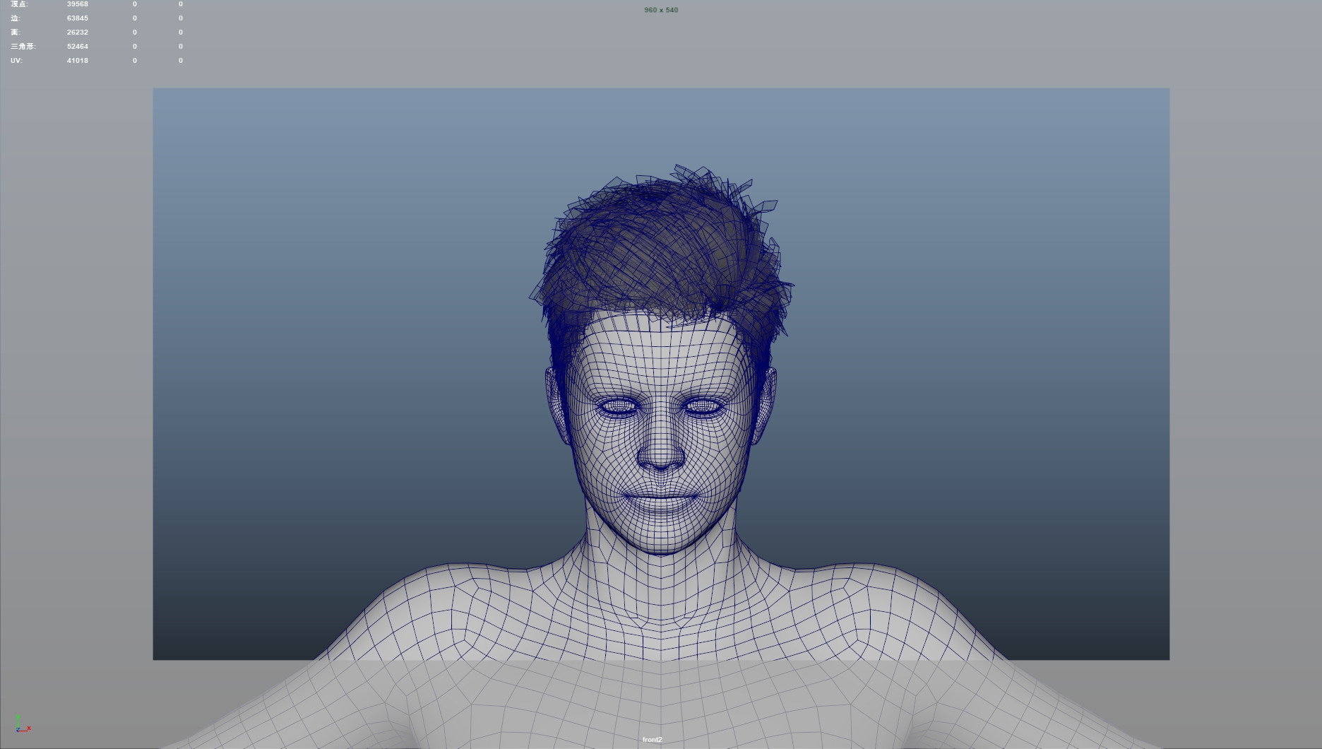 Realistic Male Hair Low-poly 3D model_8