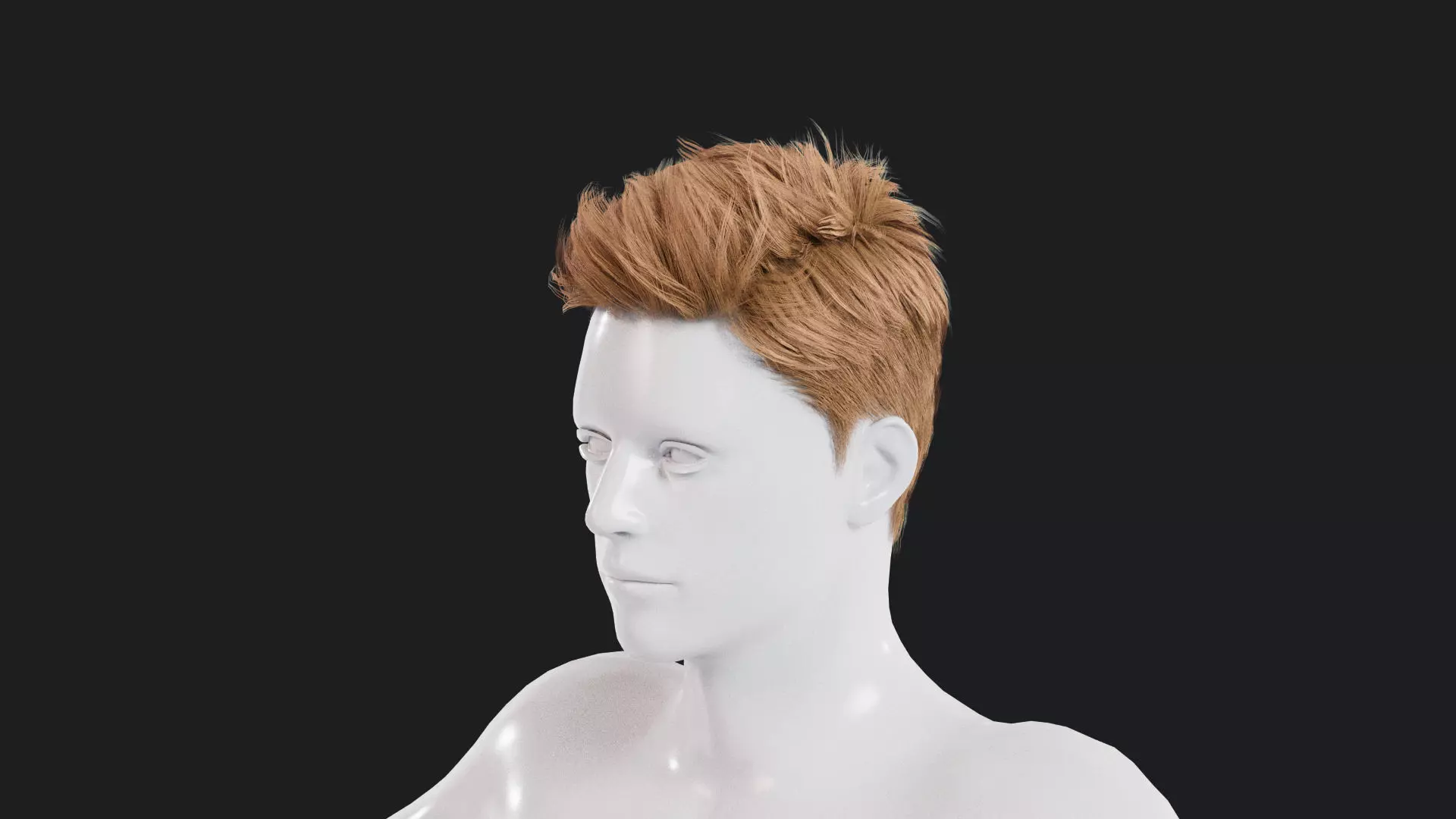 Realistic Male Hair Low-poly 3D model_0