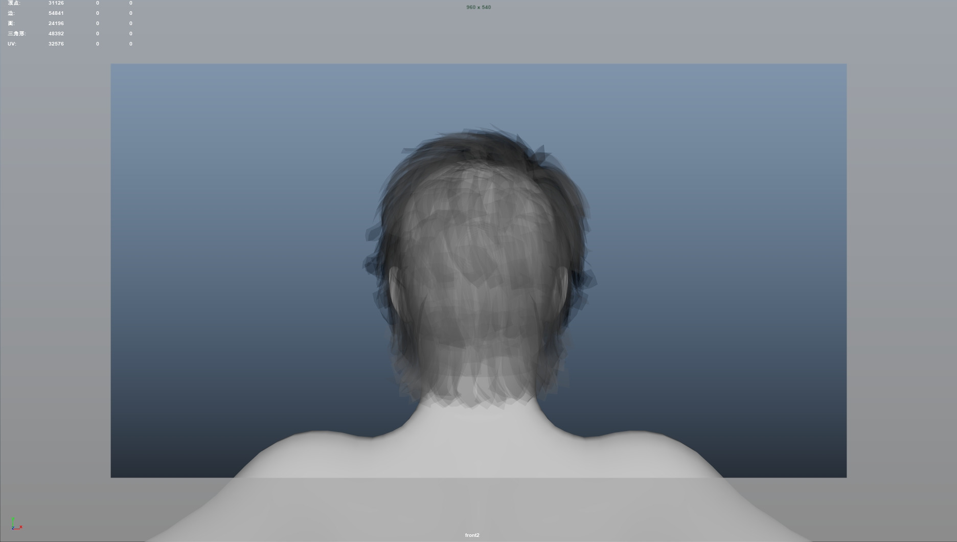 Realistic Male Hair Low-poly 3D model_7