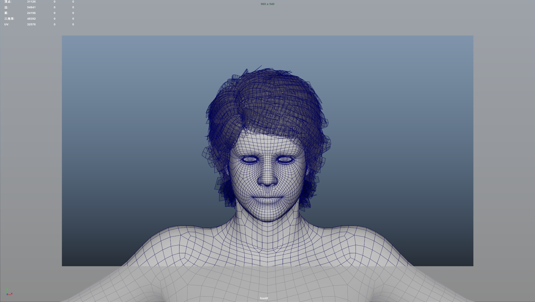 Realistic Male Hair Low-poly 3D model_8