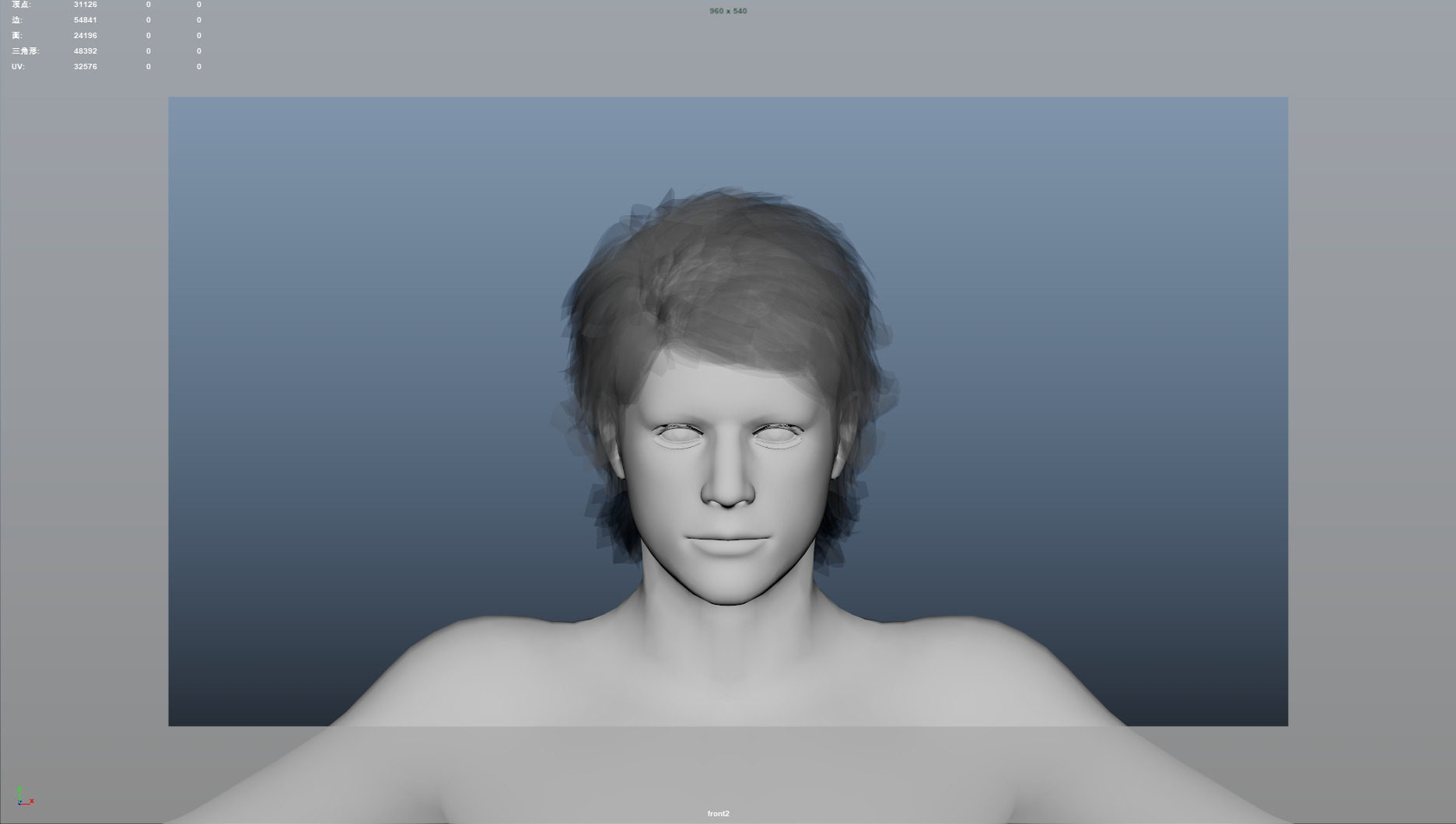 Realistic Male Hair Low-poly 3D model_4