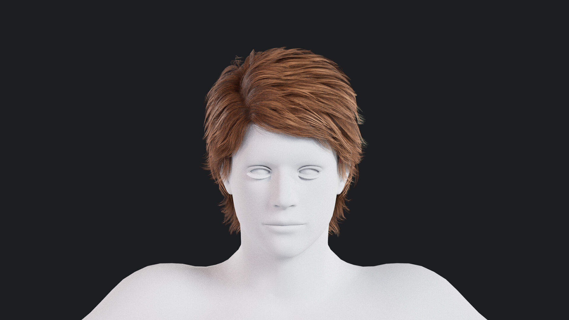 Realistic Male Hair Low-poly 3D model_1