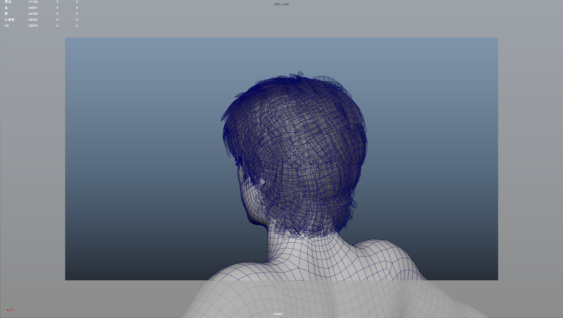 Realistic Male Hair Low-poly 3D model_9