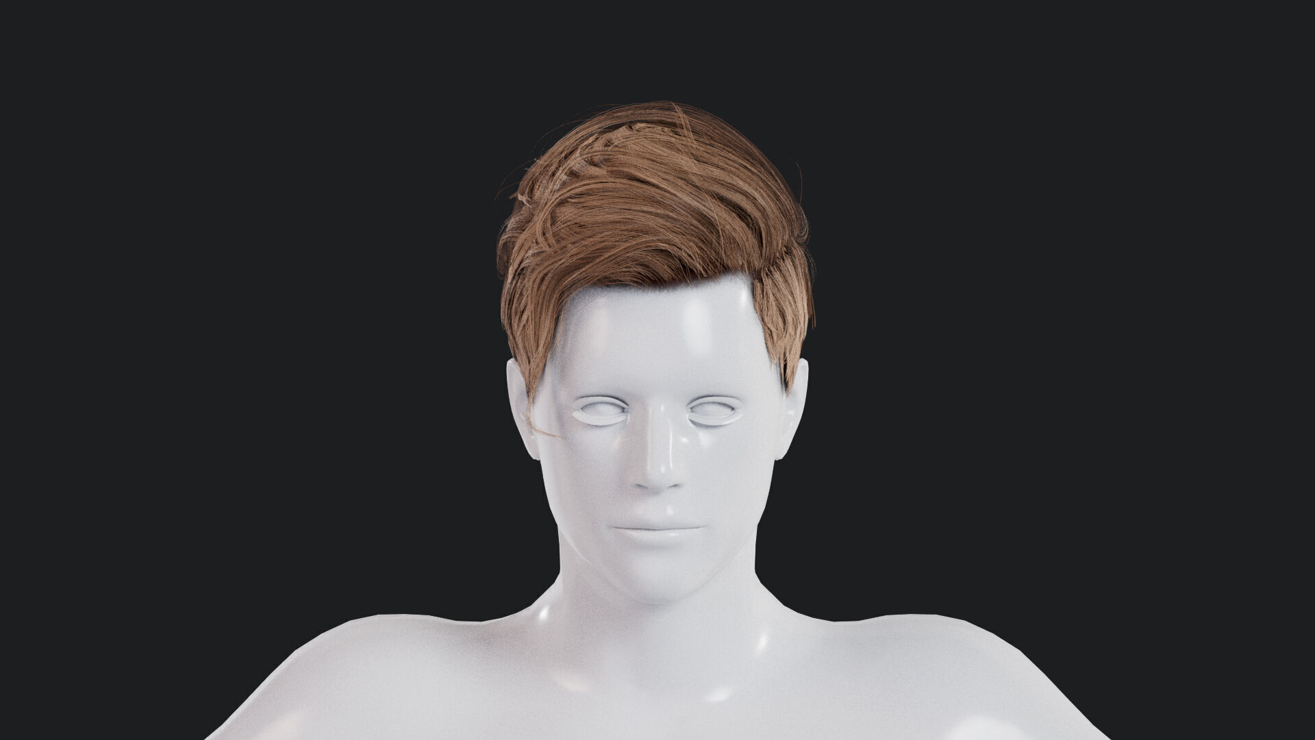 Realistic Male Hair Low-poly 3D model_1