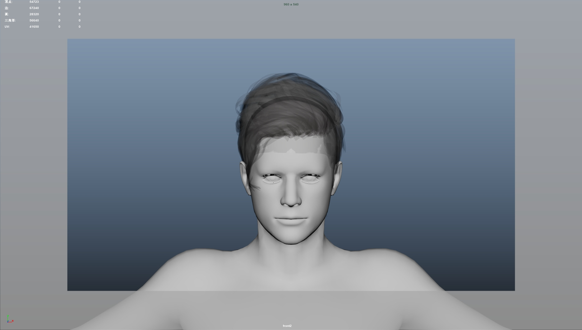 Realistic Male Hair Low-poly 3D model_4