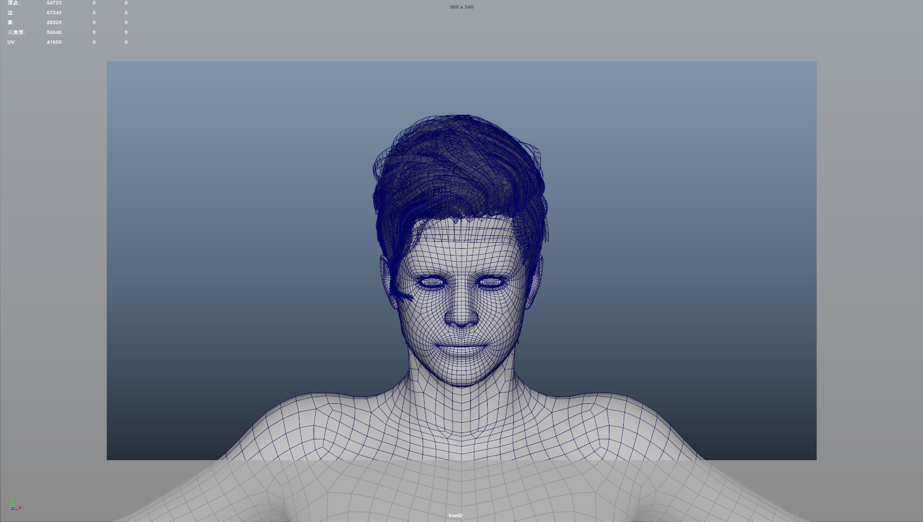 Realistic Male Hair Low-poly 3D model_7