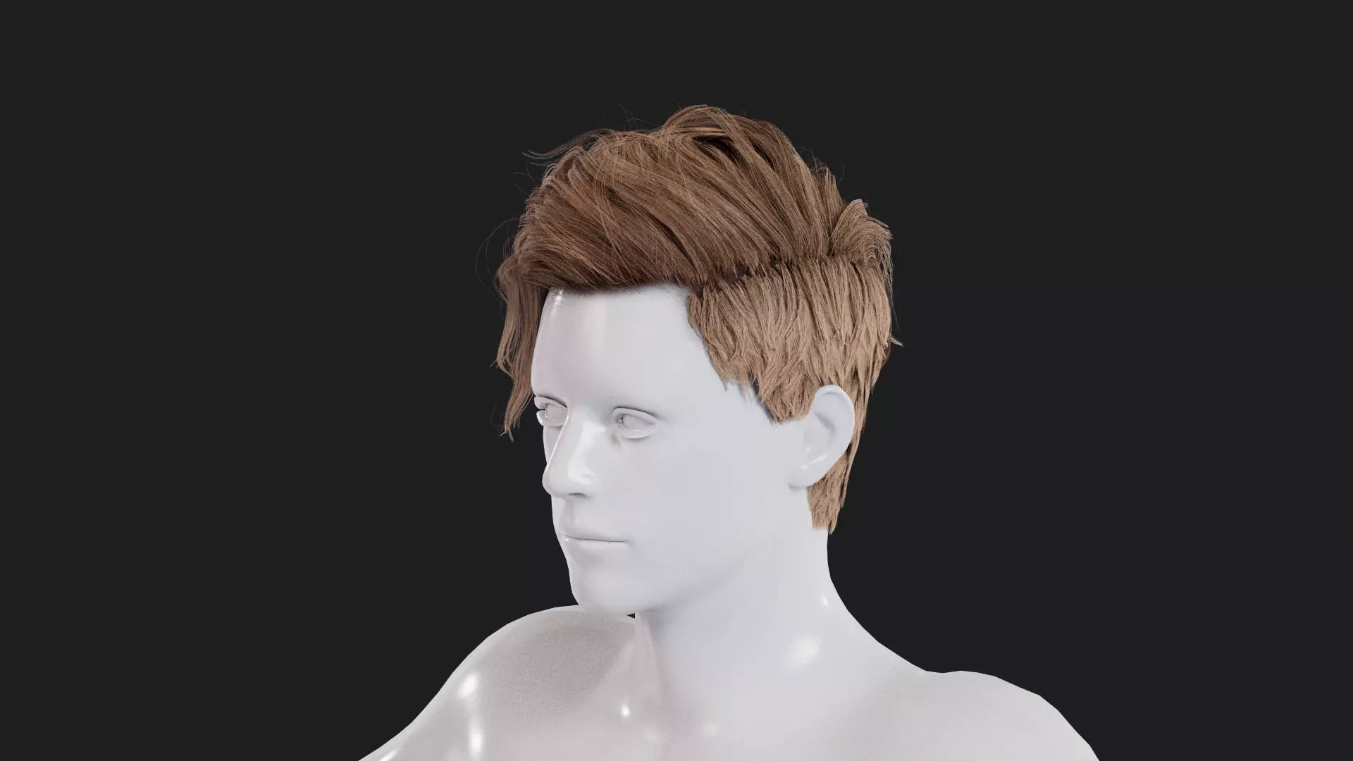 Realistic Male Hair Low-poly 3D model_0