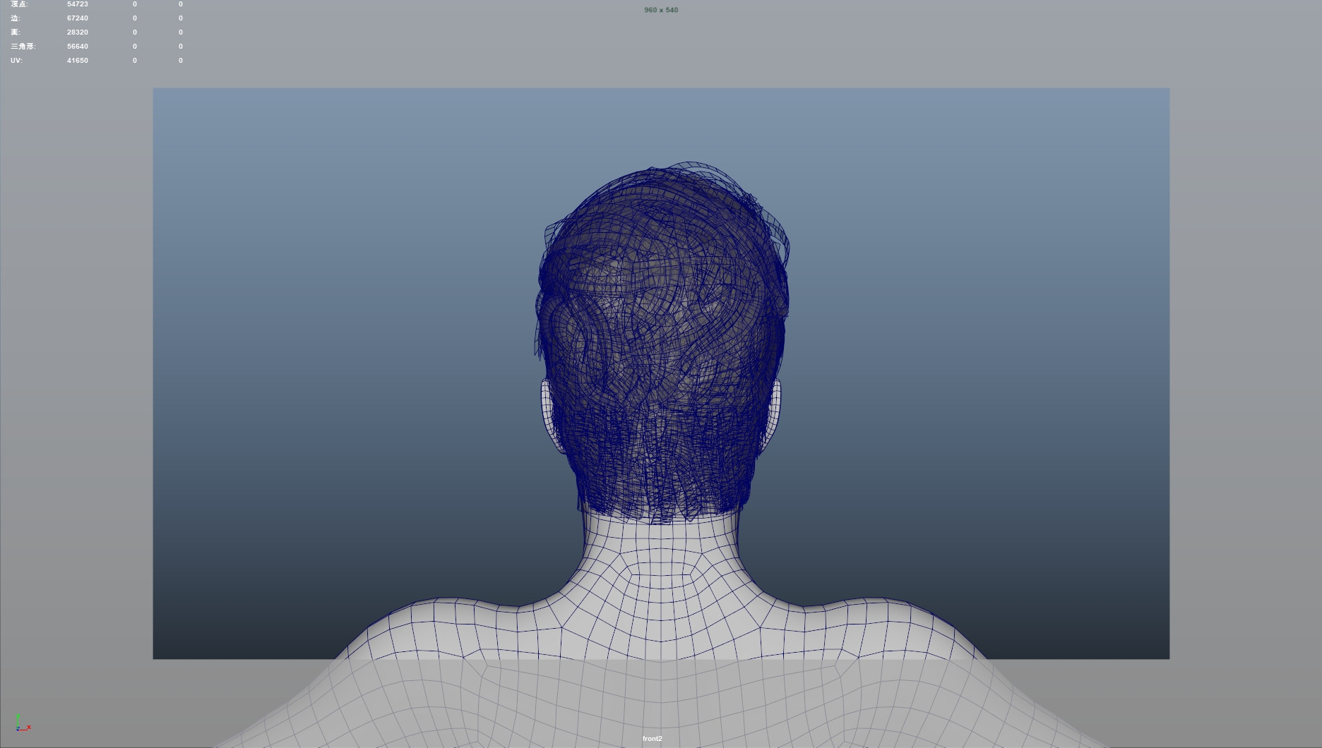 Realistic Male Hair Low-poly 3D model_8