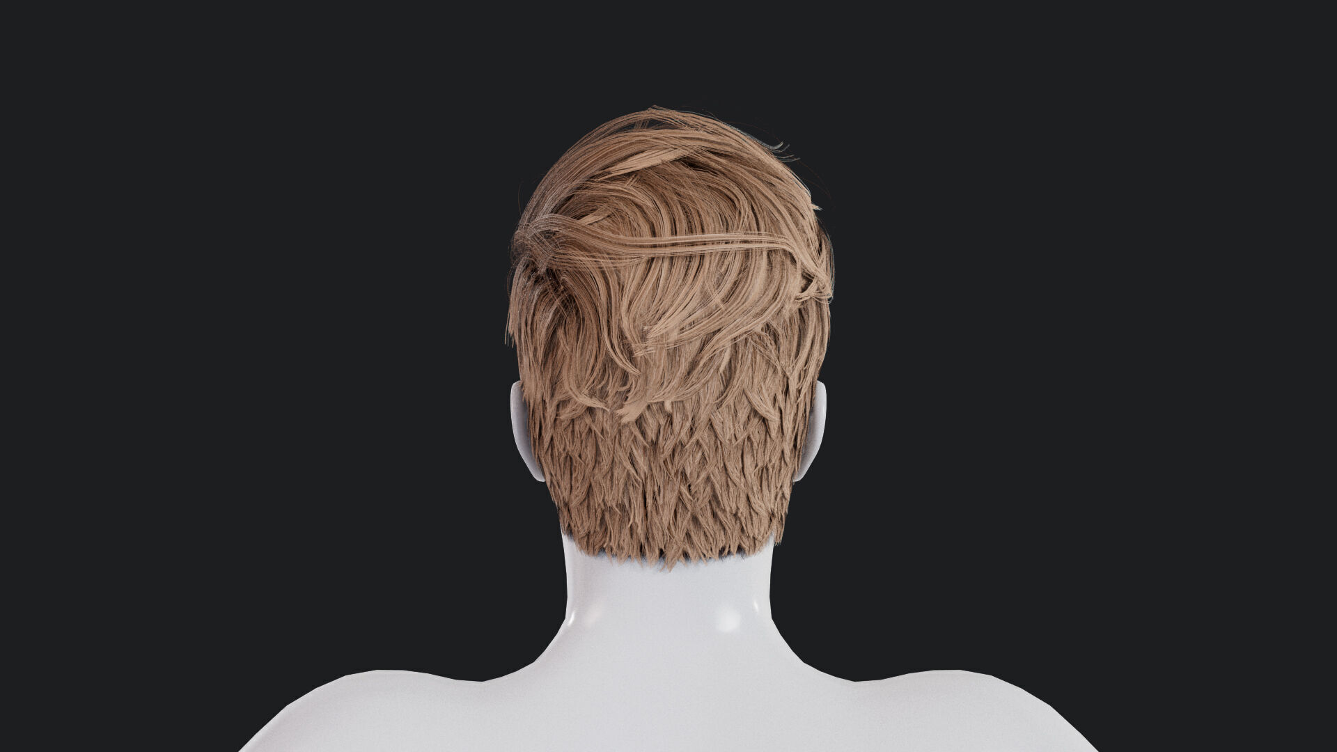 Realistic Male Hair Low-poly 3D model_3