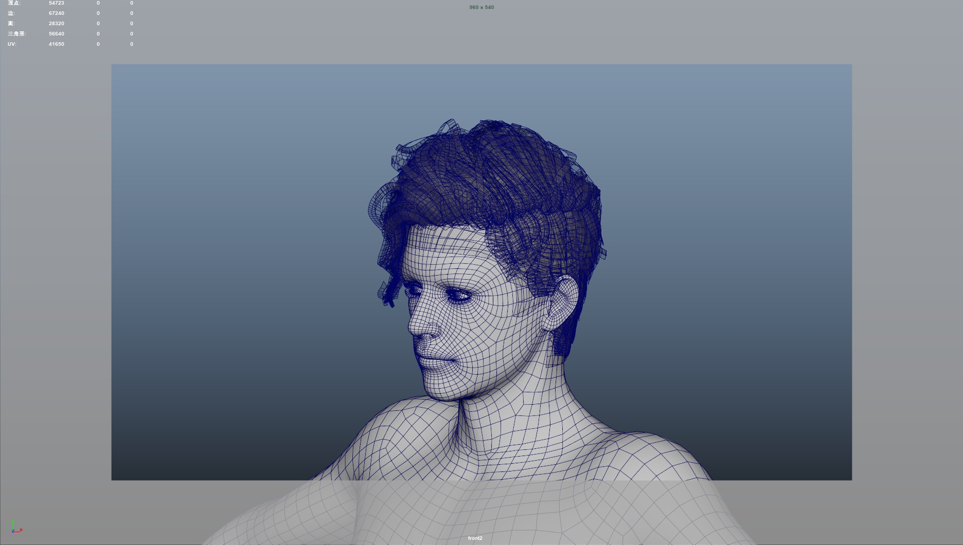 Realistic Male Hair Low-poly 3D model_10