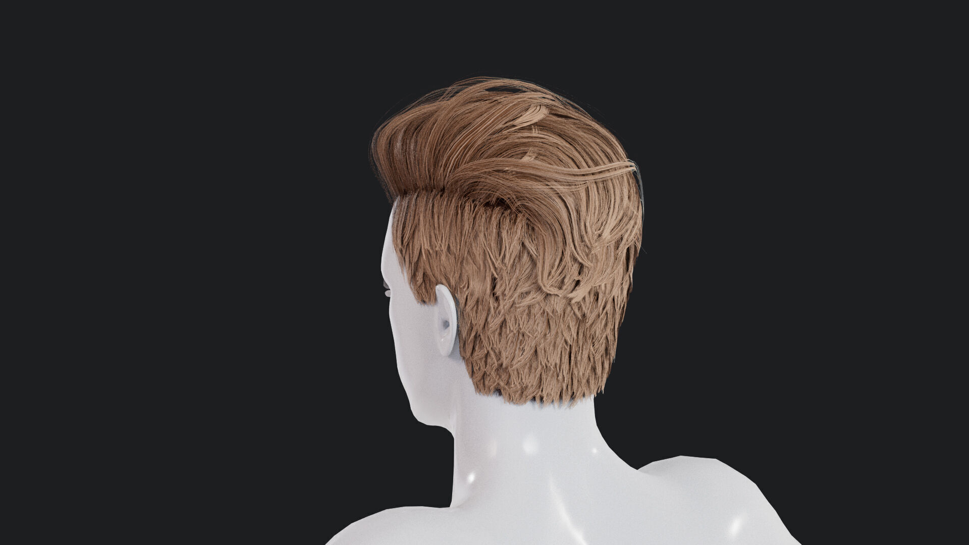 Realistic Male Hair Low-poly 3D model_2