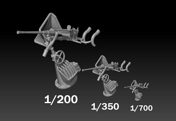 German Navy 2cm Flak C 38 Single Barrel for scale modeling 3D print model