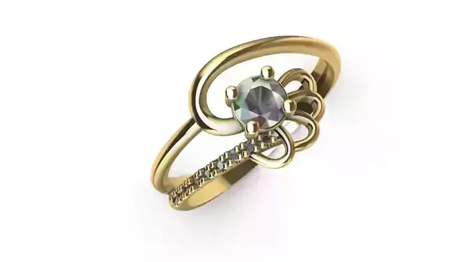 Anillo solitario para dama-mujer 3D print model