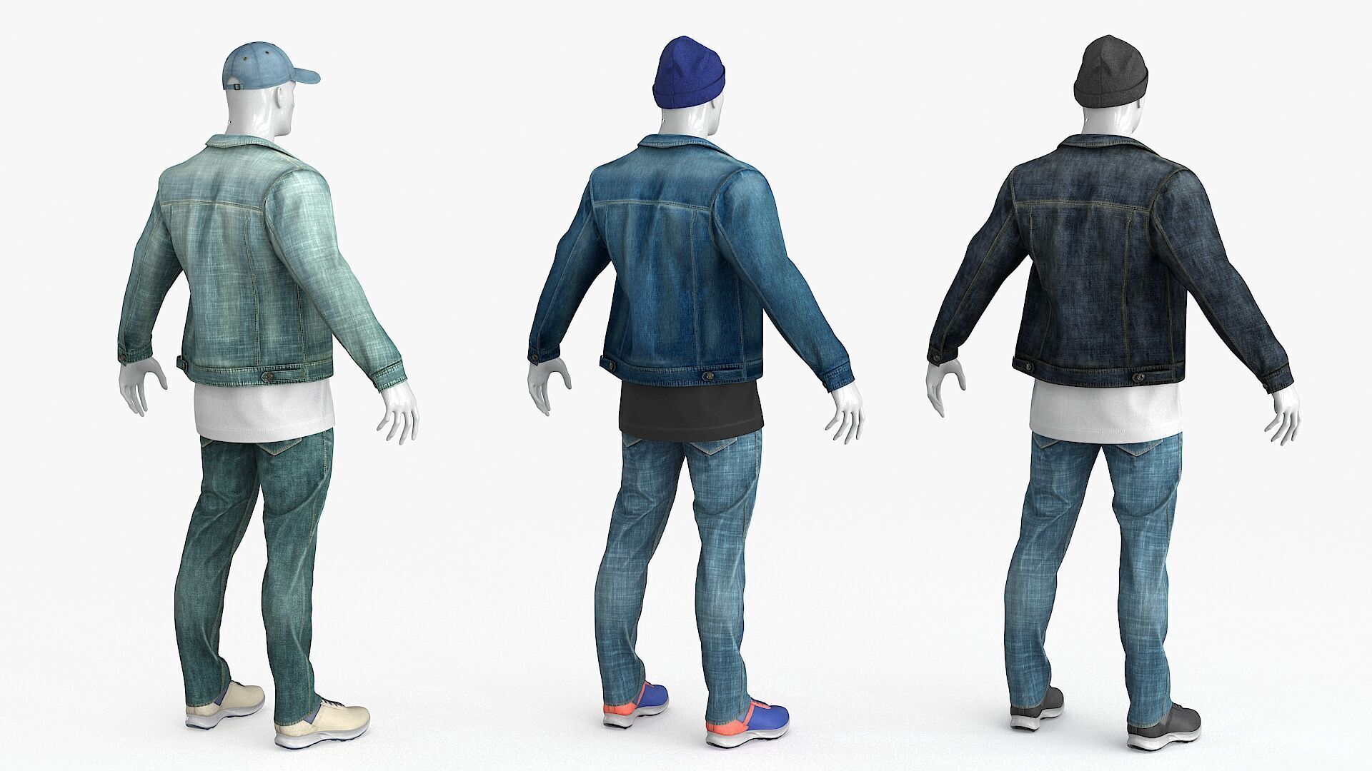 Male Denim Collection Cloth Low-poly 3D model_28