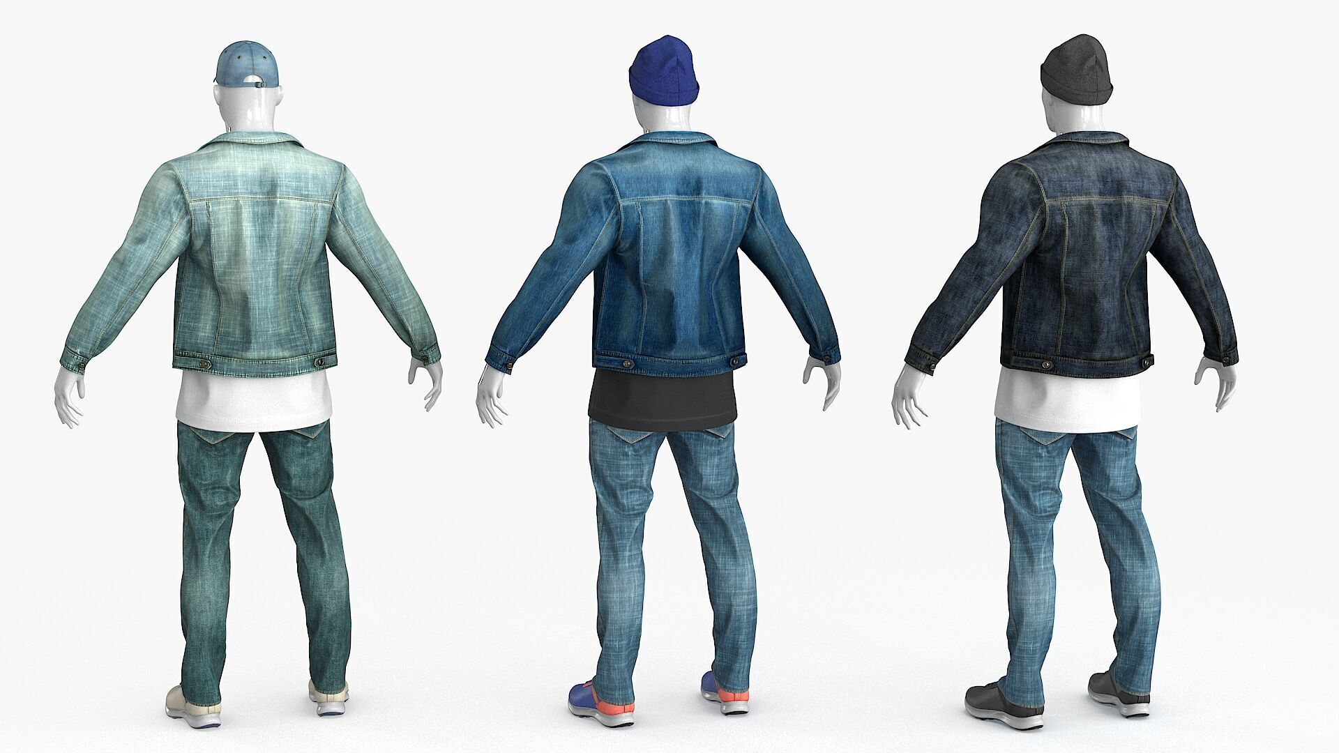 Male Denim Collection Cloth Low-poly 3D model_29
