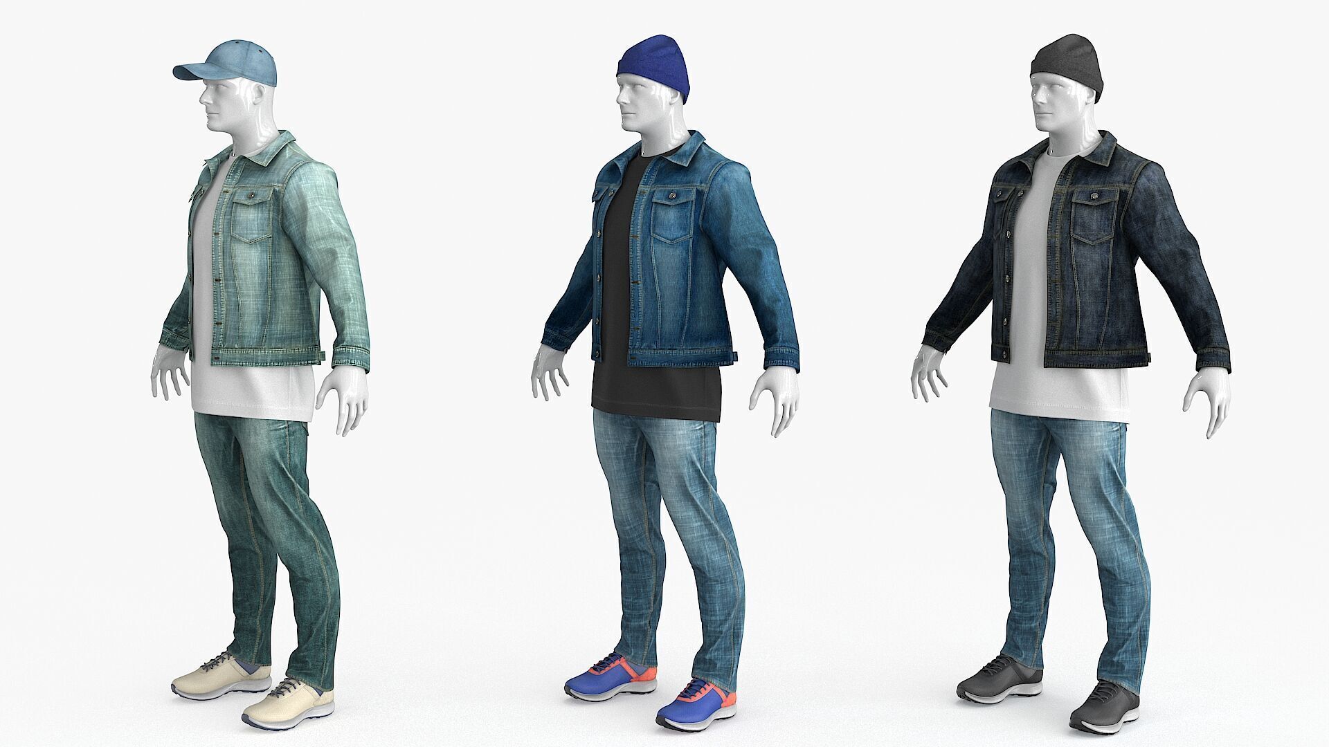 Male Denim Collection Cloth Low-poly 3D model_31