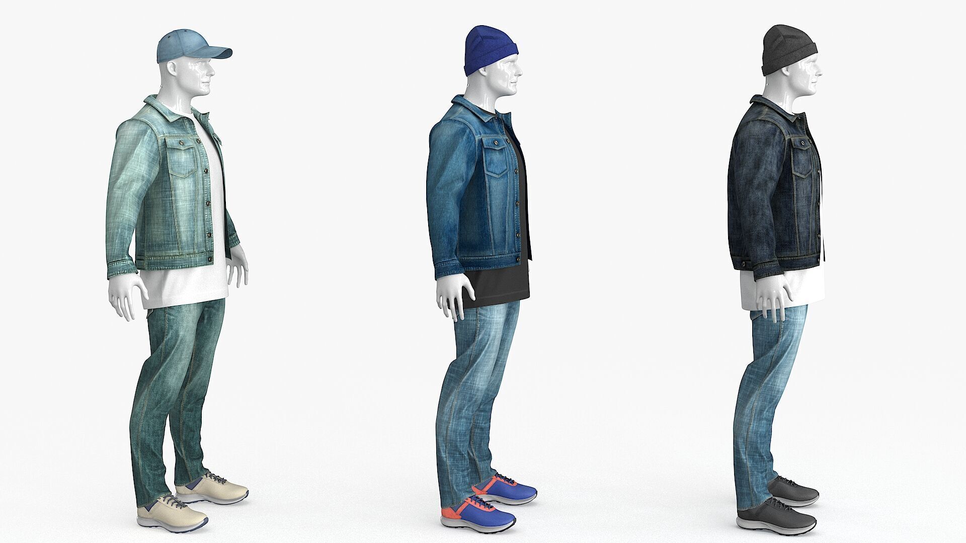 Male Denim Collection Cloth Low-poly 3D model_27