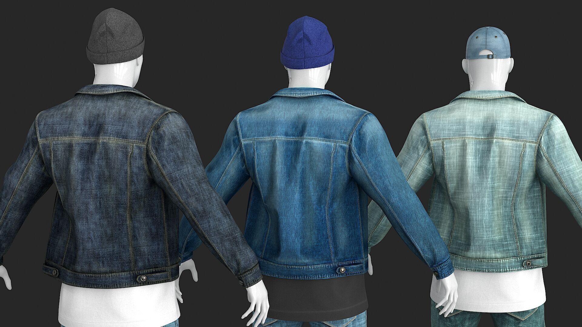 Male Denim Collection Cloth Low-poly 3D model_6