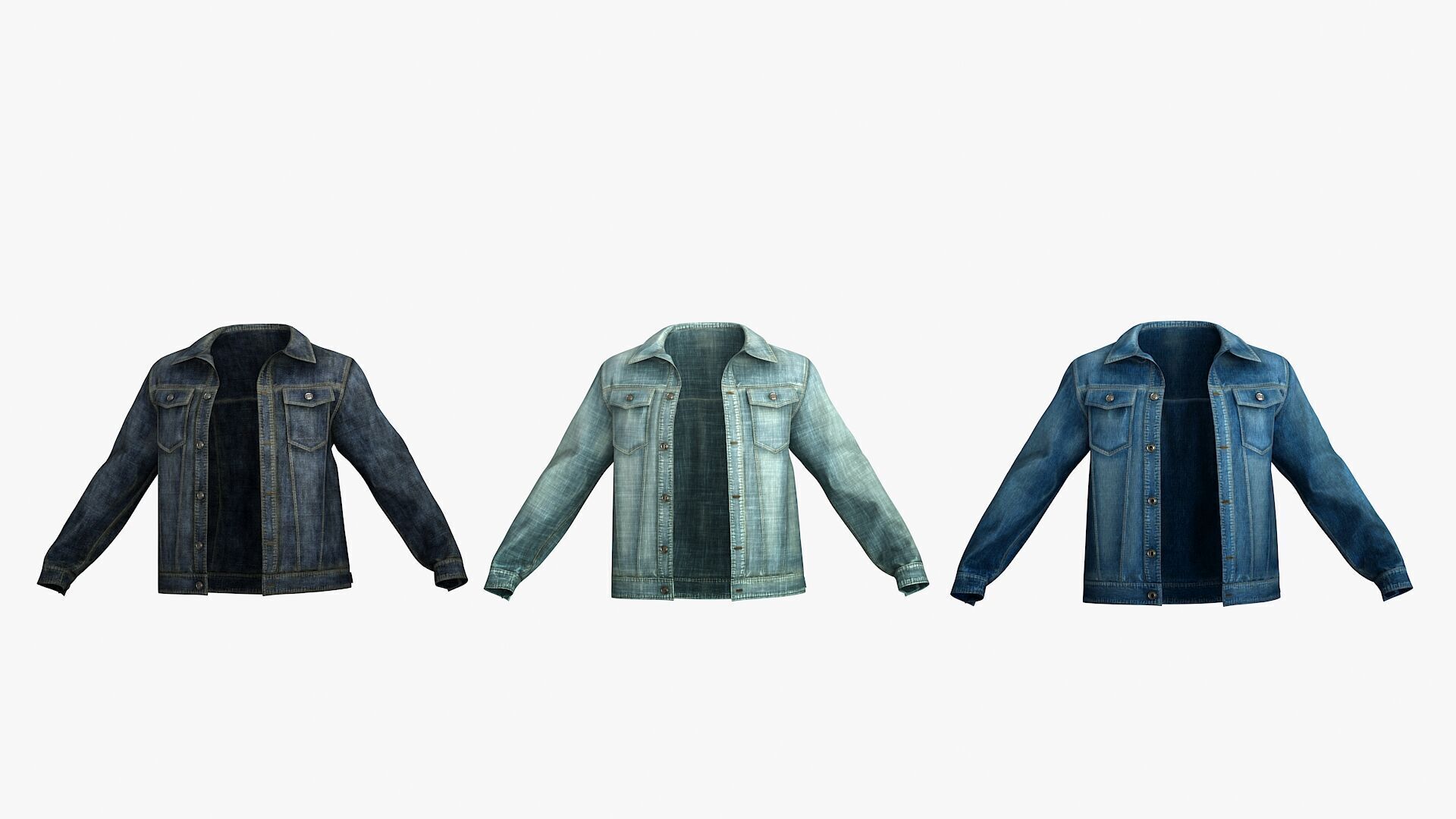 Male Denim Collection Cloth Low-poly 3D model_9