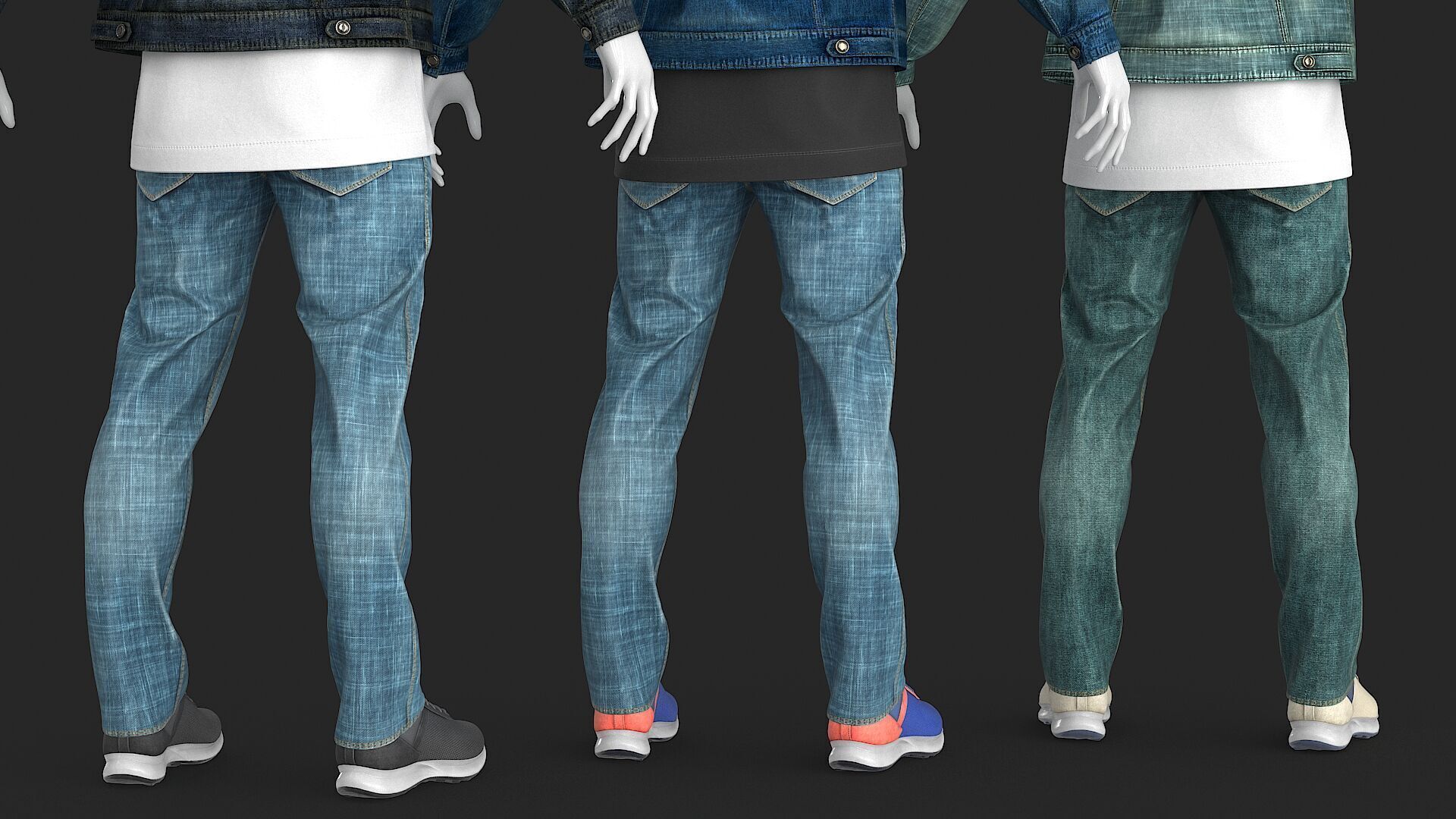 Male Denim Collection Cloth Low-poly 3D model_7