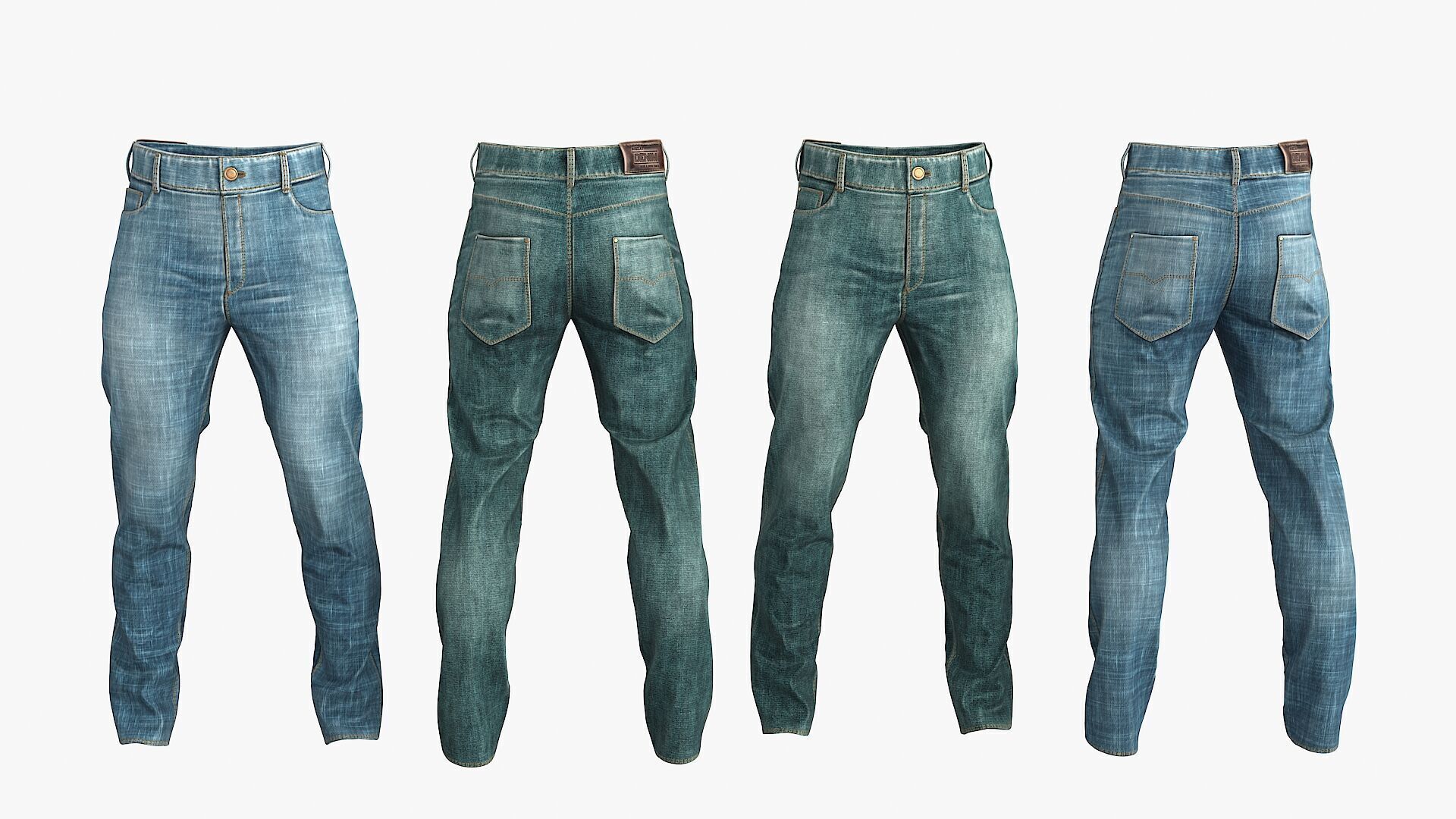 Male Denim Collection Cloth Low-poly 3D model_8