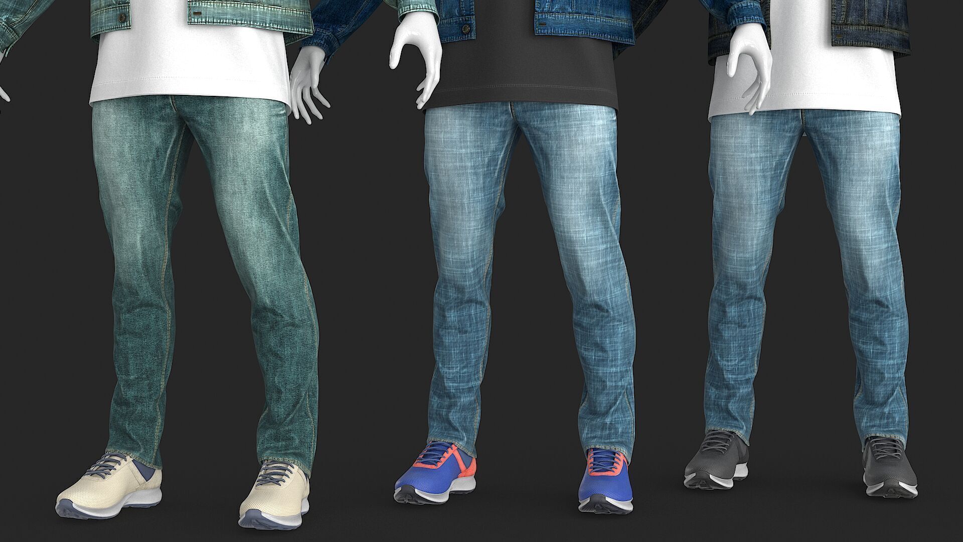 Male Denim Collection Cloth Low-poly 3D model_5