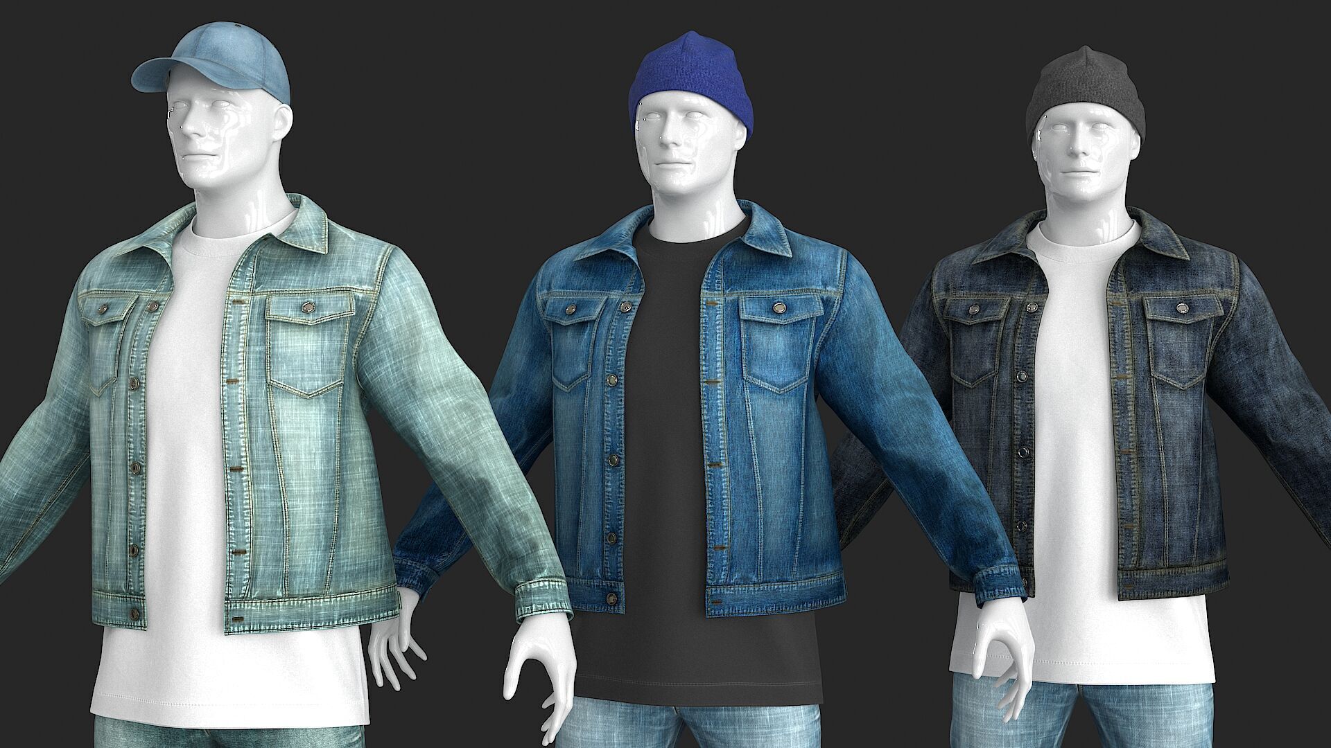 Male Denim Collection Cloth Low-poly 3D model_4
