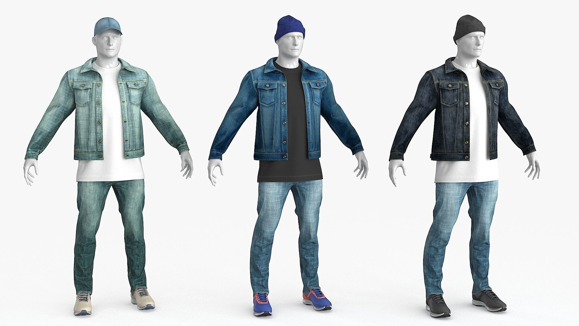 Male Denim Collection Cloth Low-poly 3D model_26