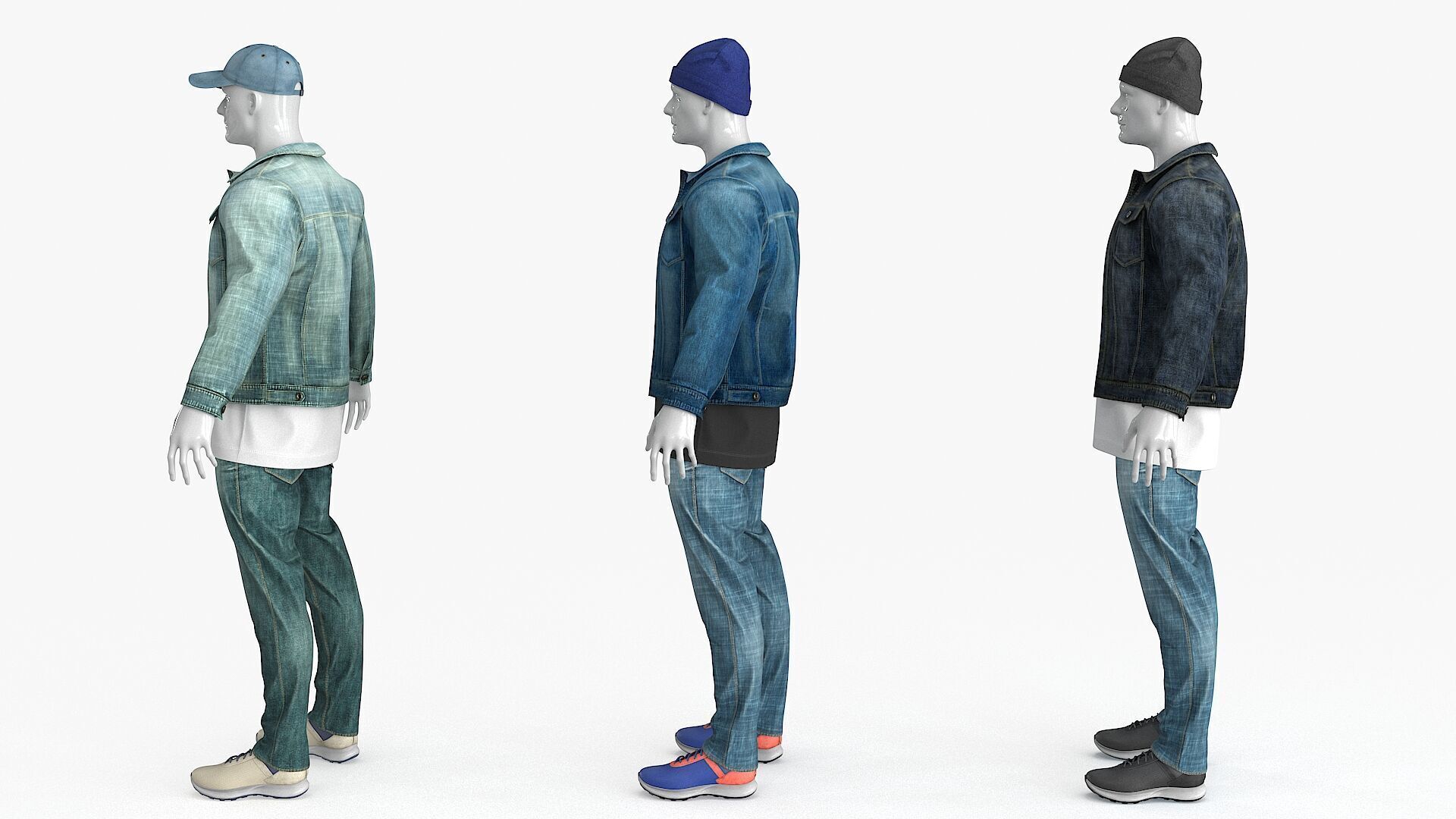 Male Denim Collection Cloth Low-poly 3D model_30