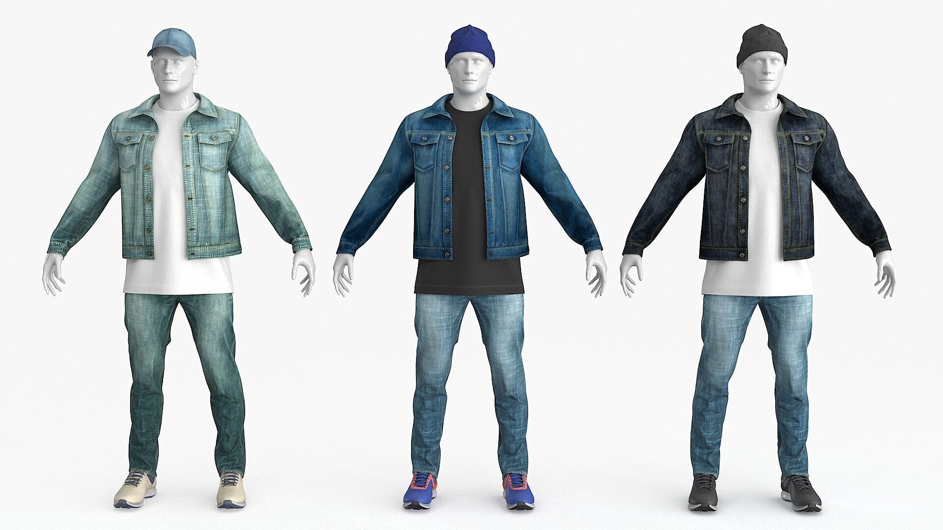 Male Denim Collection Cloth Low-poly 3D model_2