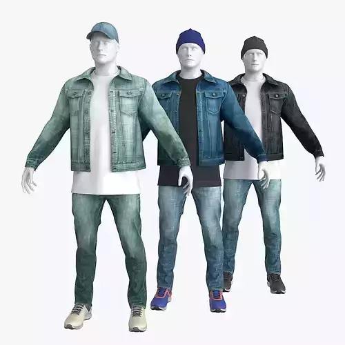 Male Denim Collection Cloth Low-poly 3D model
