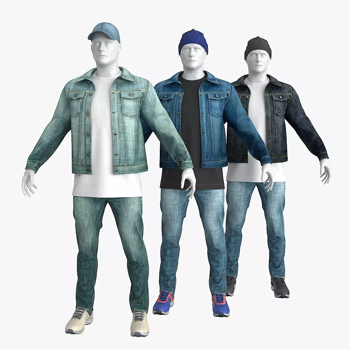 Male Denim Collection Cloth Low-poly 3D model_0