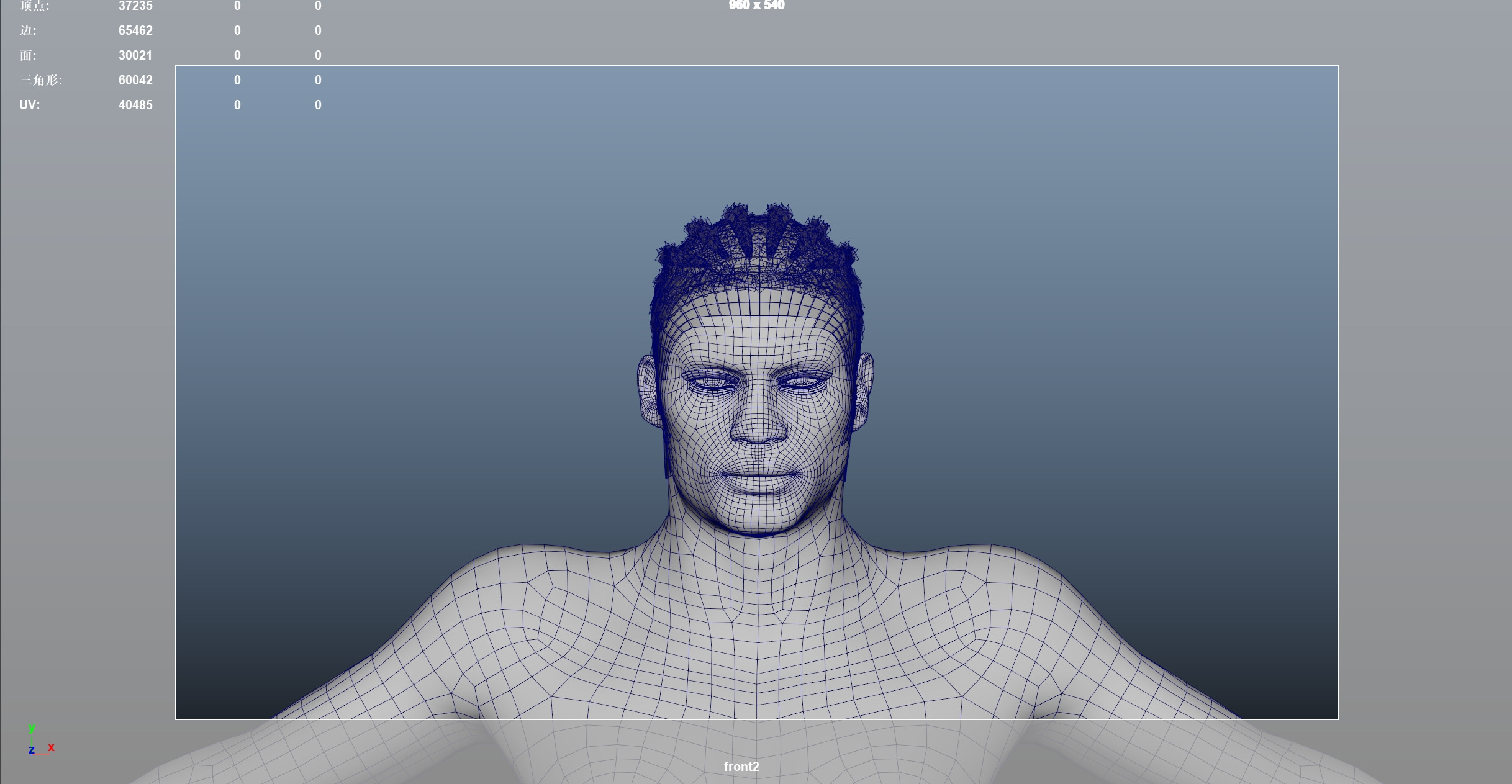 African character Hair Low-poly 3D model_5