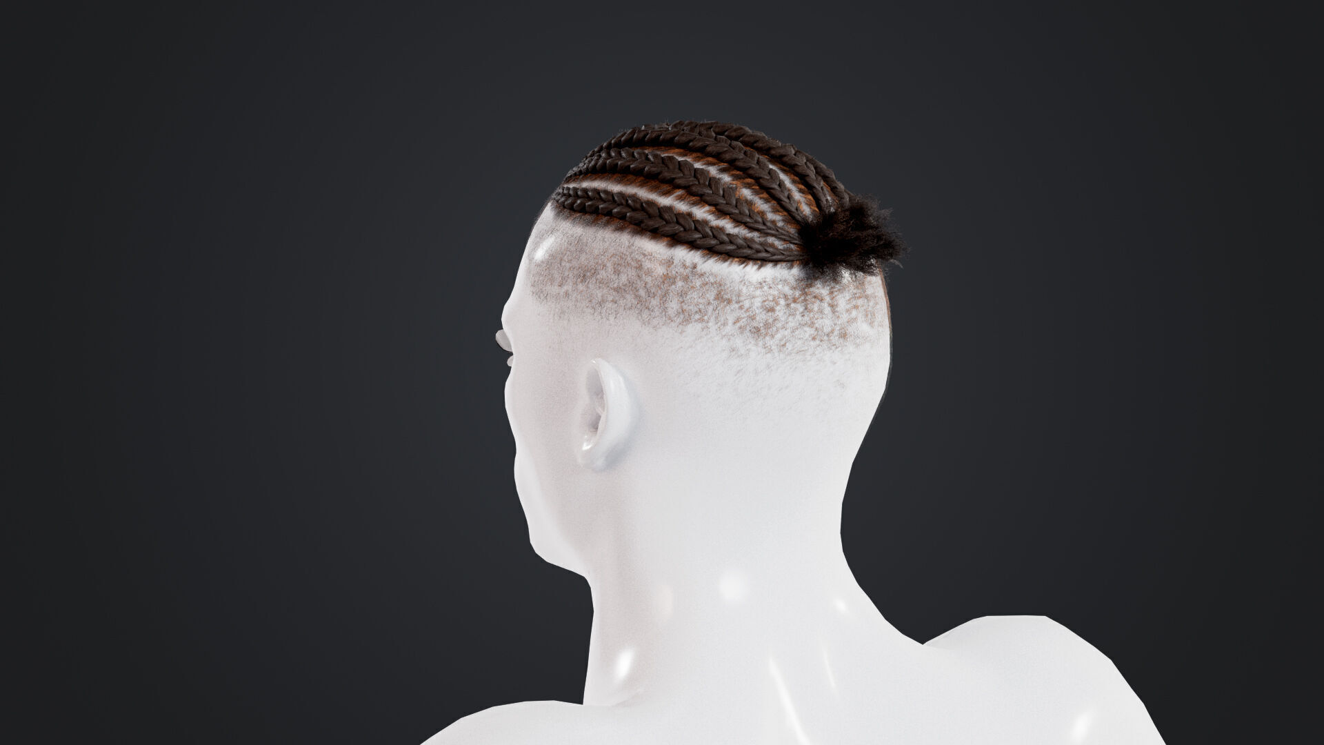 African character Hair Low-poly 3D model_2