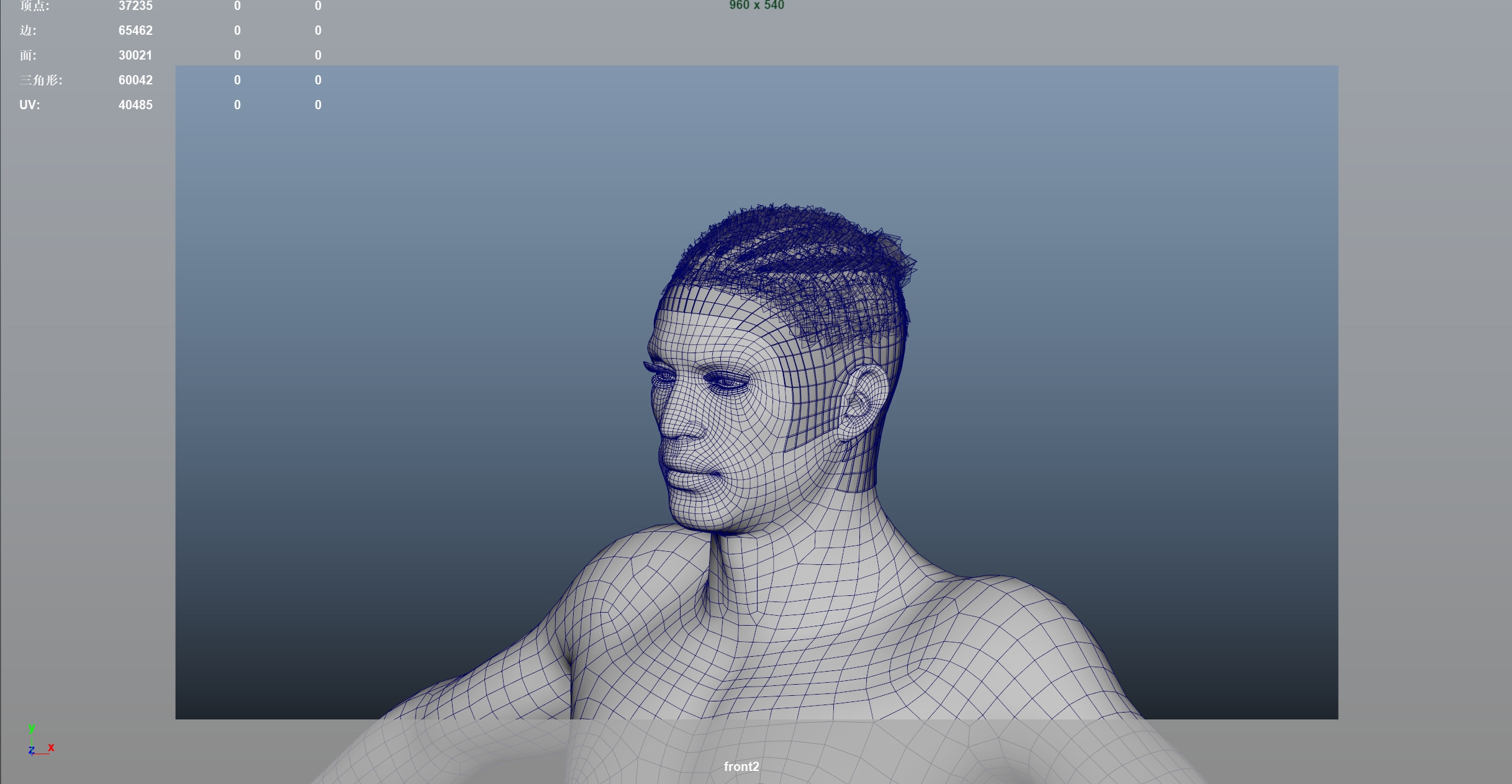 African character Hair Low-poly 3D model_7