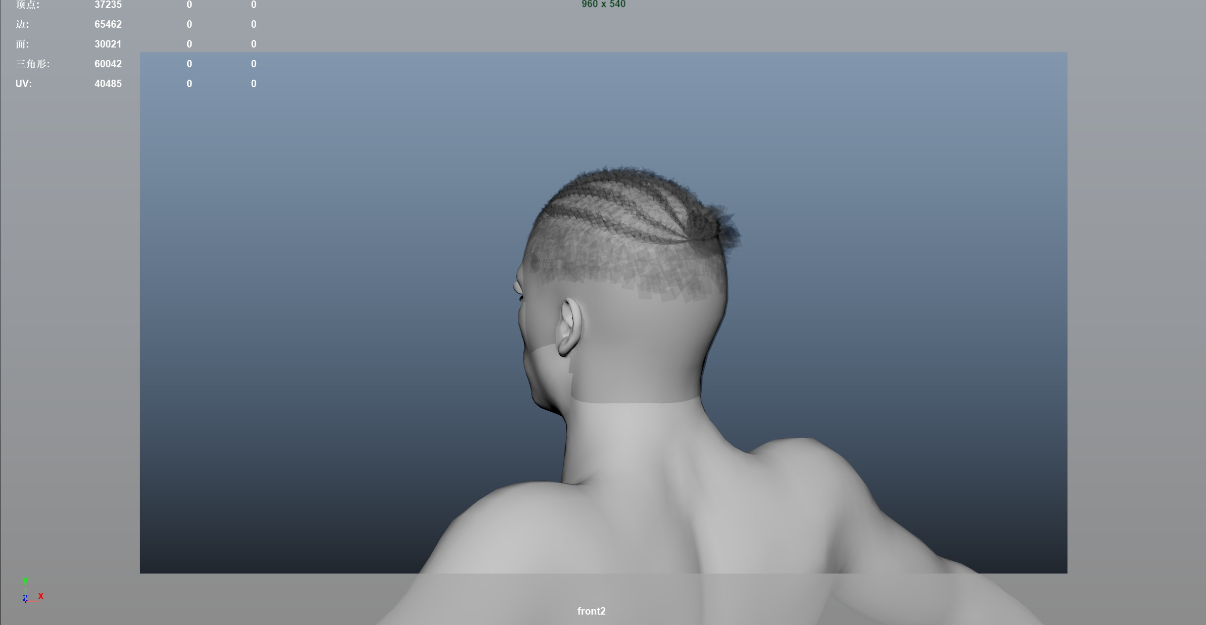 African character Hair Low-poly 3D model_8