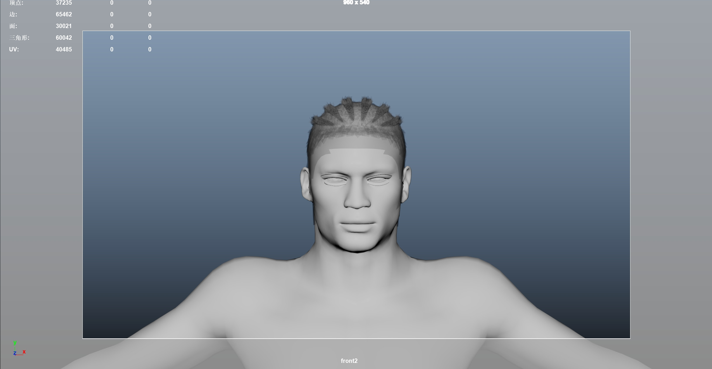 African character Hair Low-poly 3D model_4