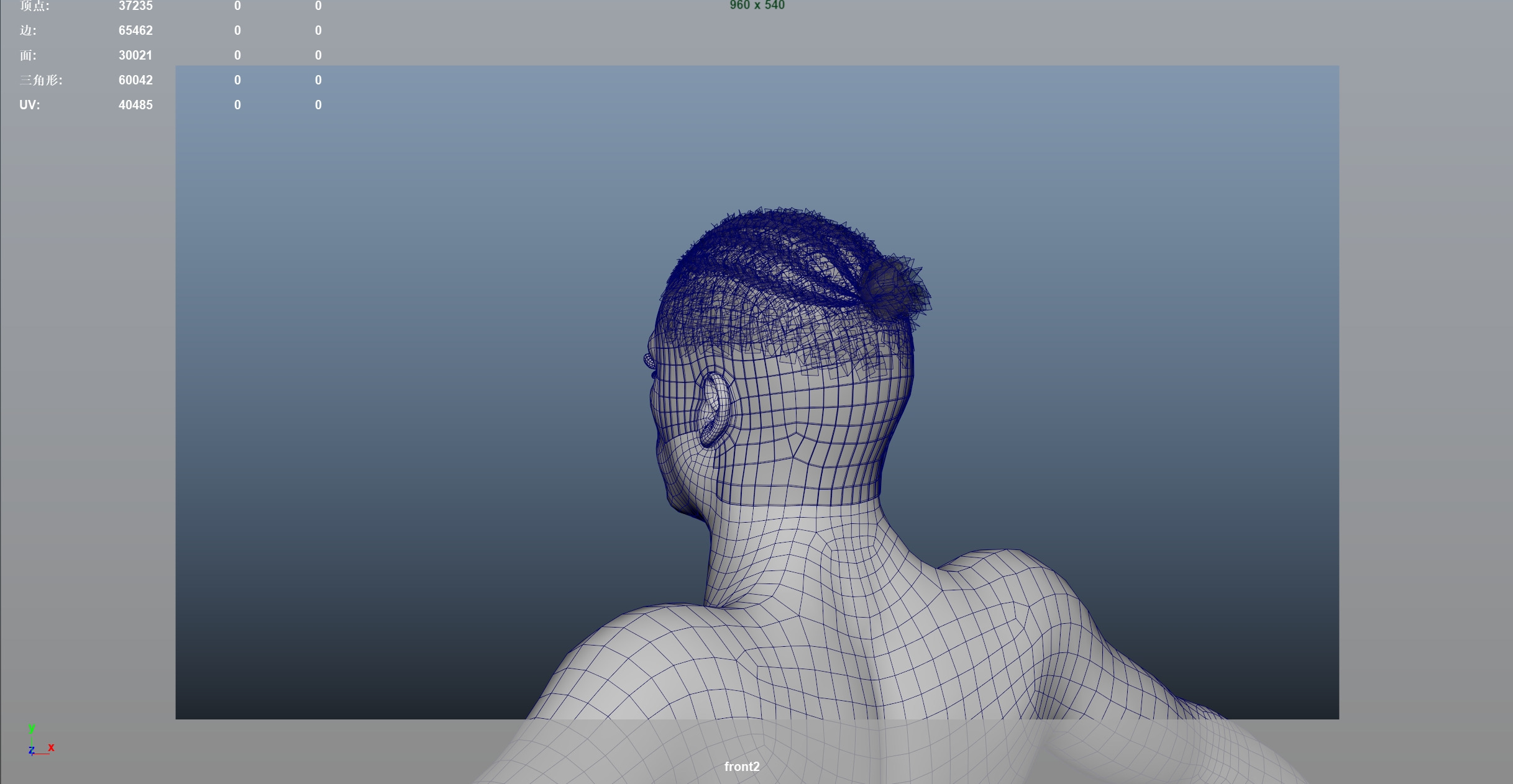 African character Hair Low-poly 3D model_9