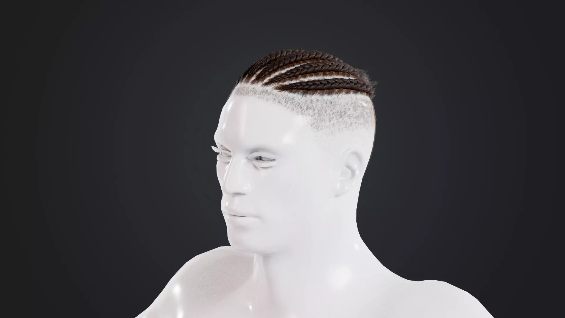 African character Hair Low-poly 3D model_0