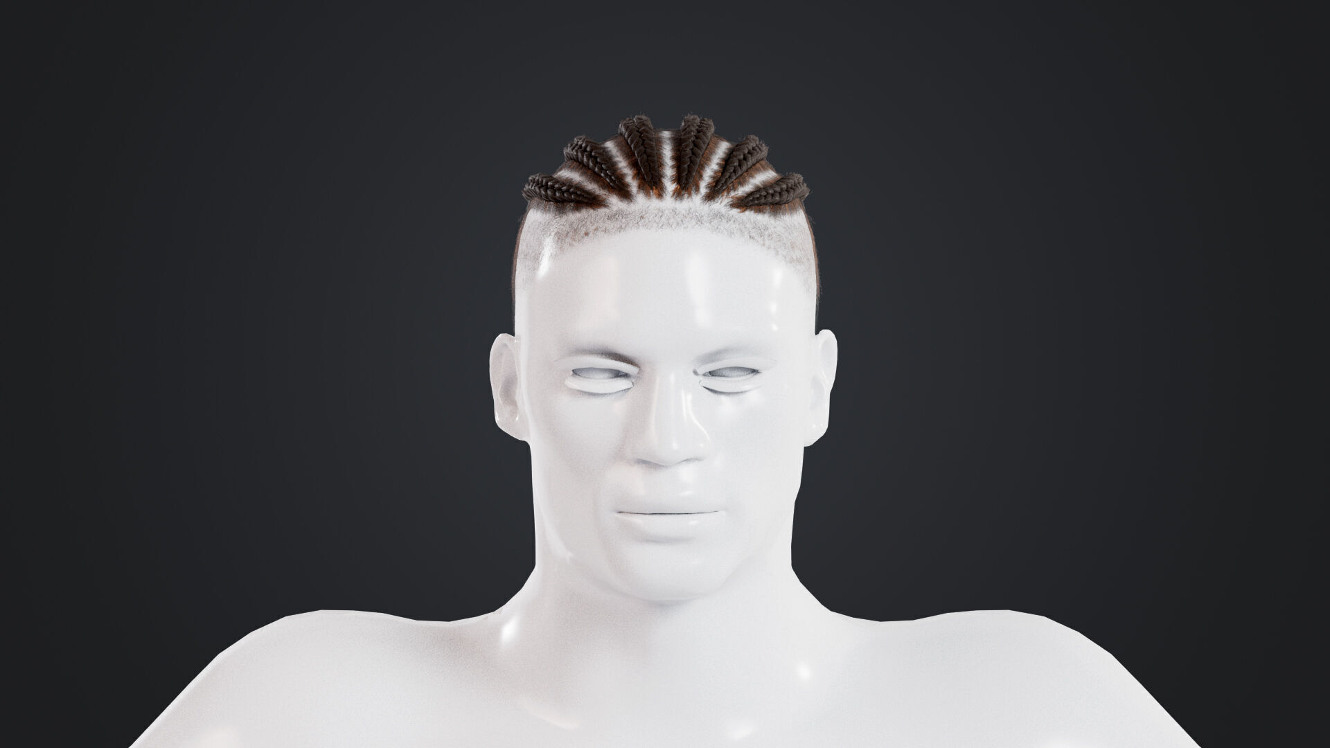 African character Hair Low-poly 3D model_1