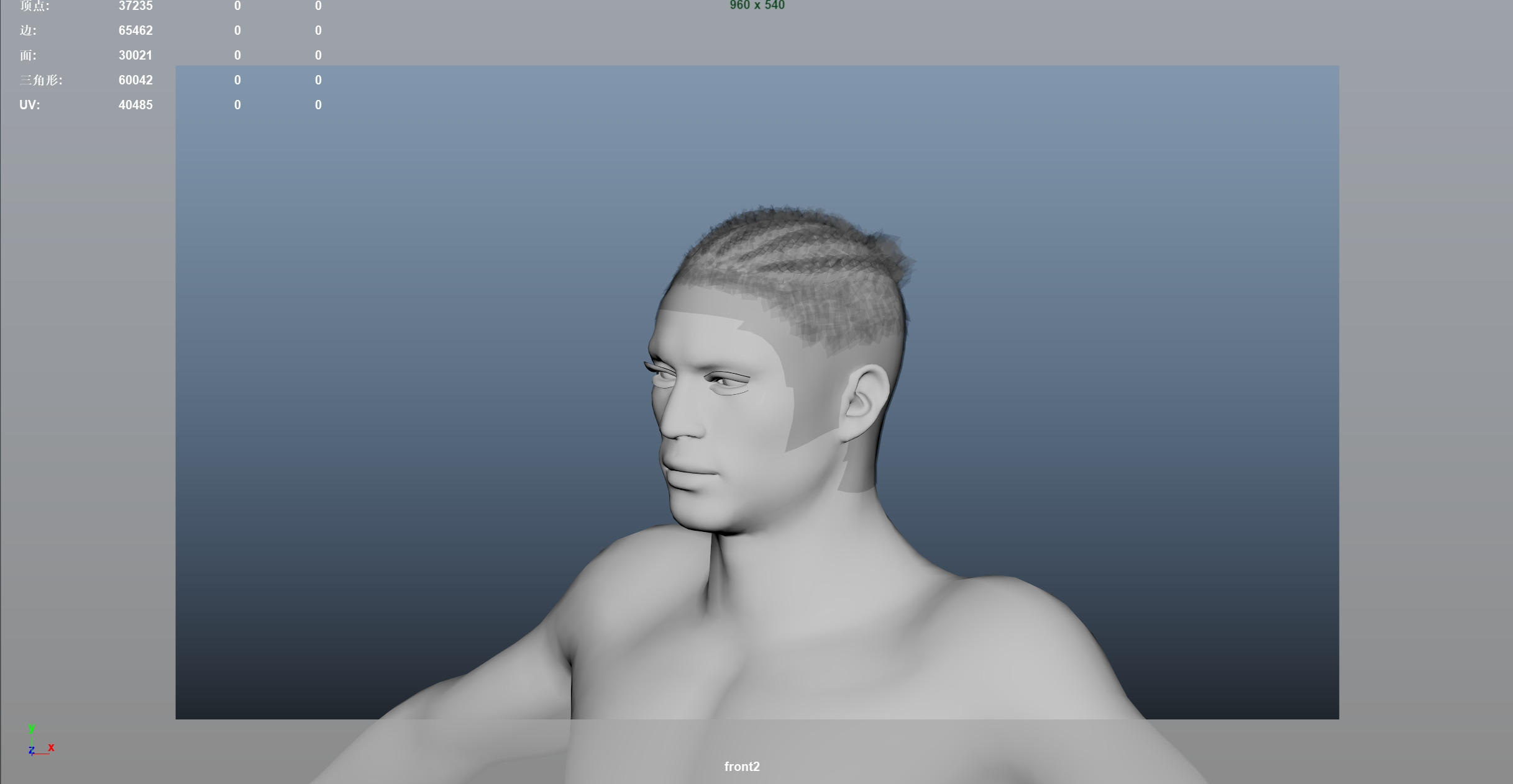 African character Hair Low-poly 3D model_6